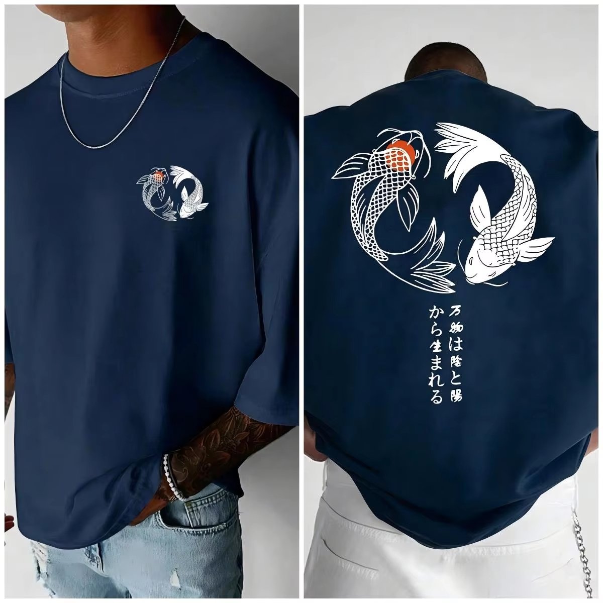 Sports Shirt Koi Harajuku Japanese Pattern 100 Pure Cotton Mens T-shirt Summer Daily Outdoor Sports Street Casual