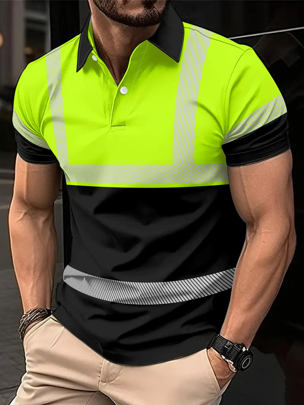 Sports Shirt Mens Casual Summer Printed Short-sleeved POLO Shirt Made of Machine-washable Lightweight Breathable