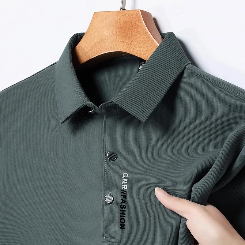 Sports Shirt Mens Short Sleeve Solid Color Polo Shirt Breathable Comfortable Elastic Top New Arrivals Casual