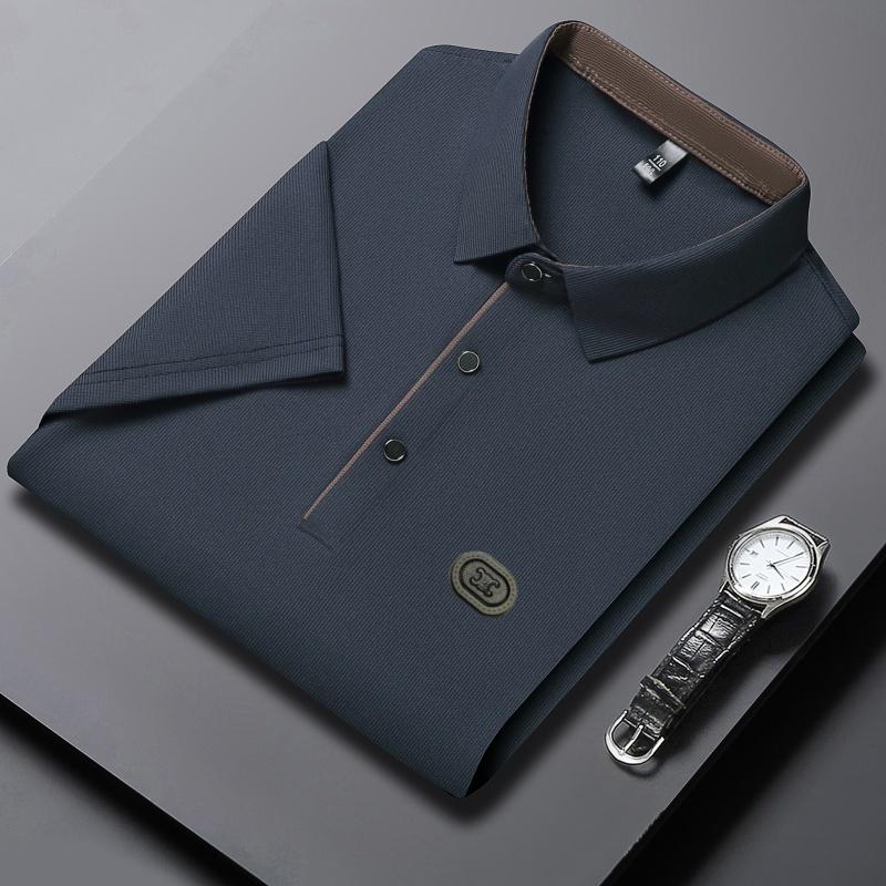 Sports Shirt 2026 mens summer new ice silk short sleeved polo shirt casual breathable slim fit cool quick drying