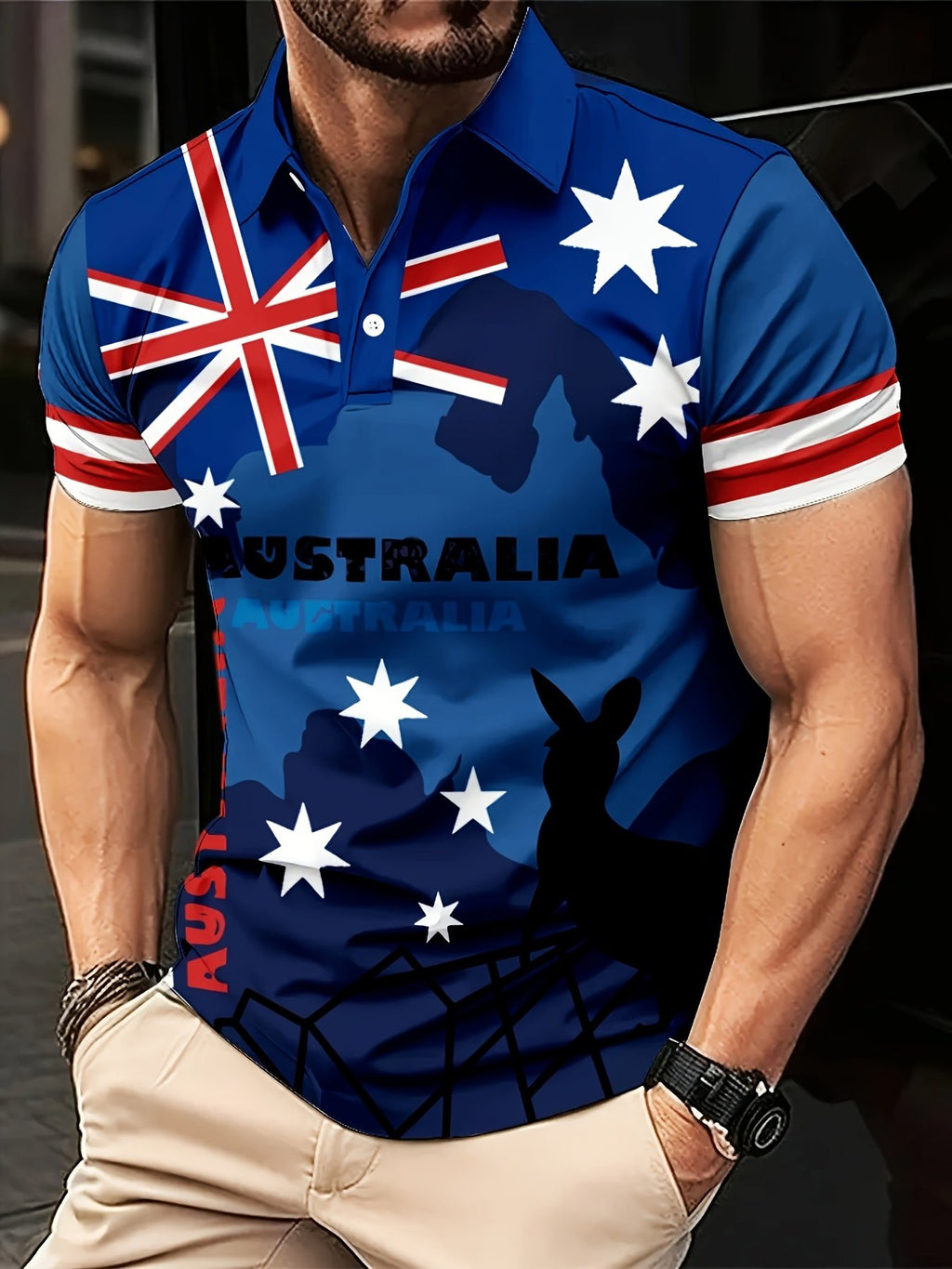 Sports Shirt 2026 Summer New Style Mens Short-Sleeved Polo Shirt with 3D Star Pattern Print - Street Casual