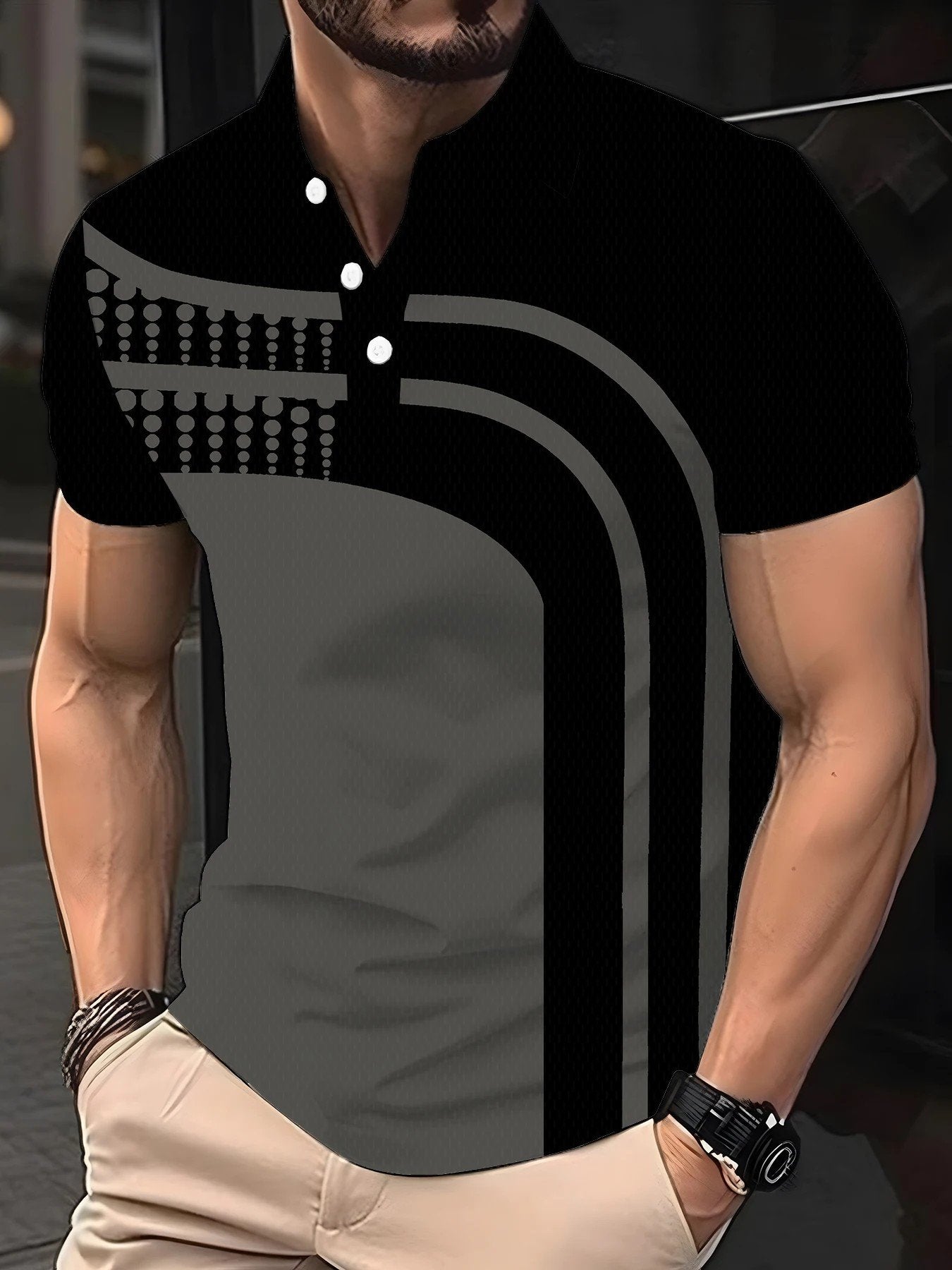 Sports Shirt 2026 Summer Mens Polo Shirt with Stripes Print Breathable Lightweight Casual Fashionable Outdoor