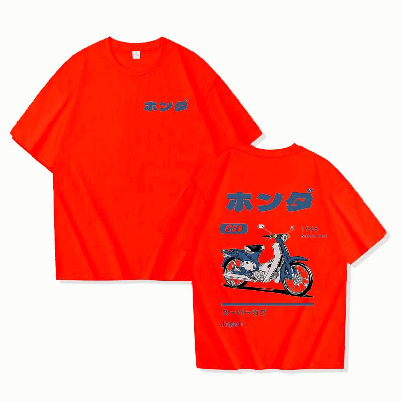 Sports Shirt Fashion Loose T-Shirt Retro Summer Cartoon Anime Car Print Unisex Short Sleeve Round Neck Couples