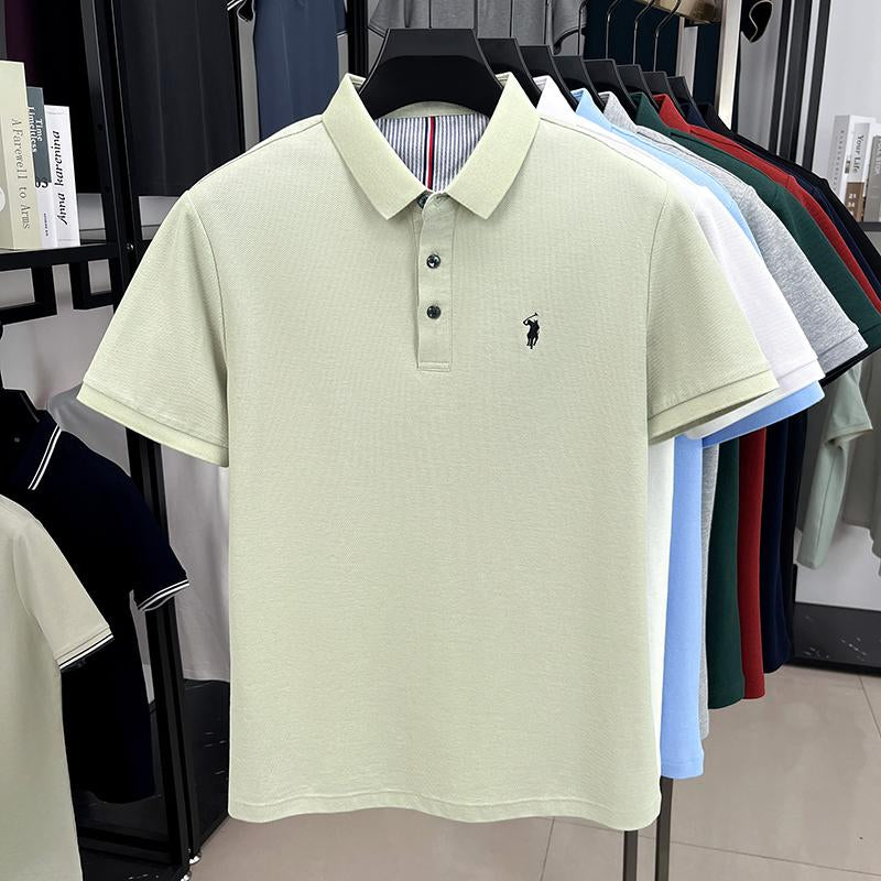 Sports Shirt 100 pure cotton short sleeved mens polo shirt summer fashion high-end brand pony embroidery golf top
