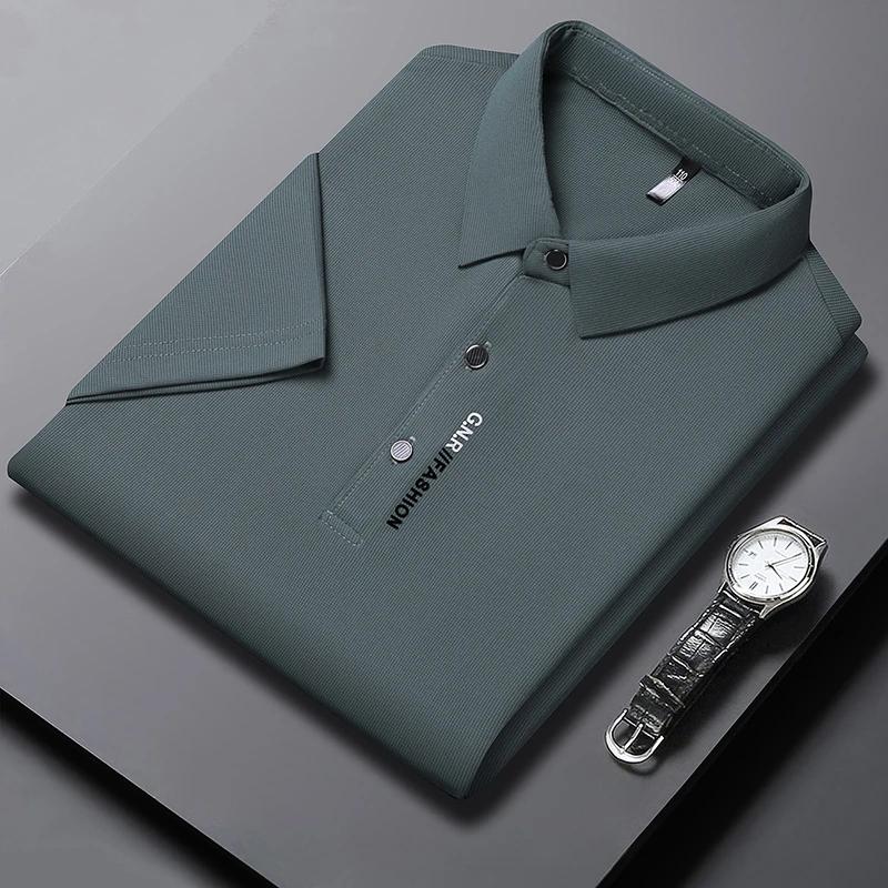 Sports Shirt Mens Short Sleeve Solid Color Polo Shirt Breathable Comfortable Elastic Top New Arrivals Casual