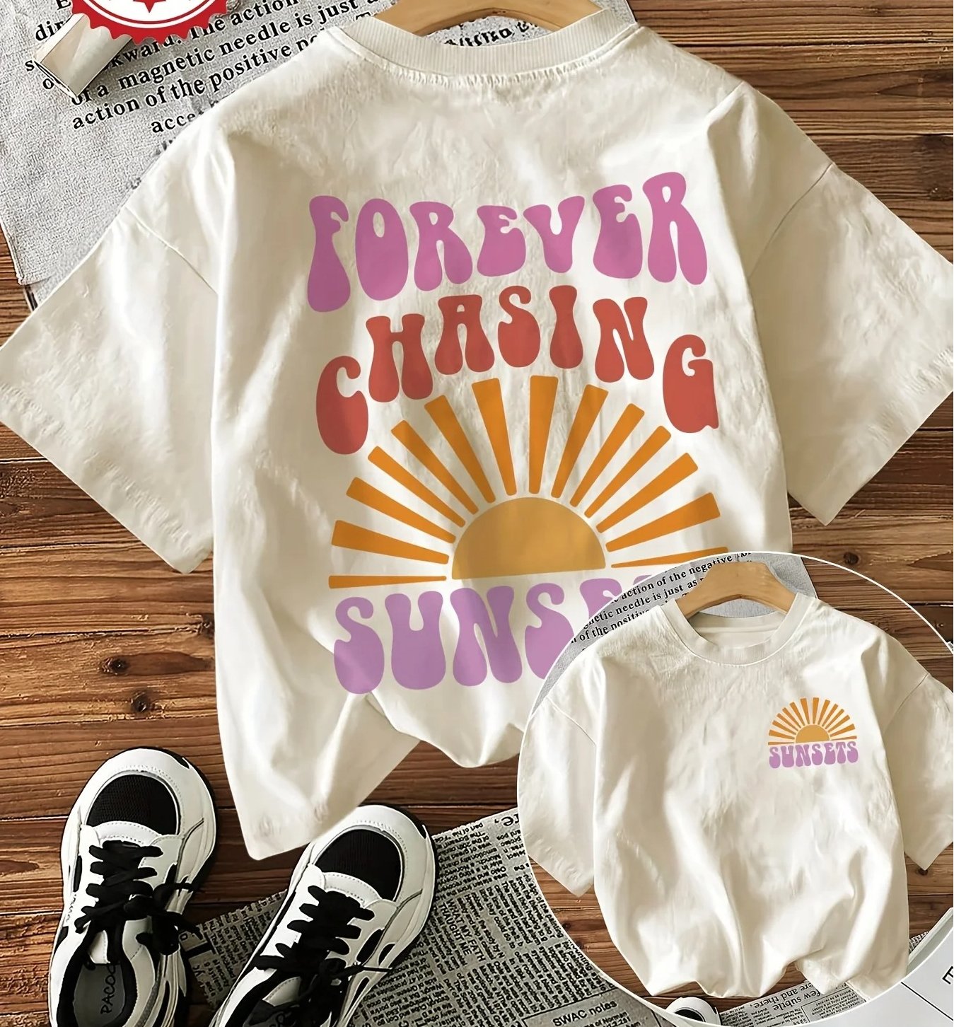 Forever Chasing Sunsets Printed T-Shirts Female Funny T Shirts Korean Fashion Graphic Casual Summer
