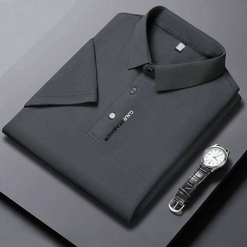 Sports Shirt Mens Short Sleeve Solid Color Polo Shirt Breathable Comfortable Elastic Top New Arrivals Casual