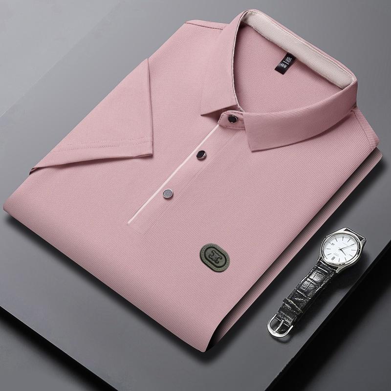 Sports Shirt 2026 mens summer new ice silk short sleeved polo shirt casual breathable slim fit cool quick drying
