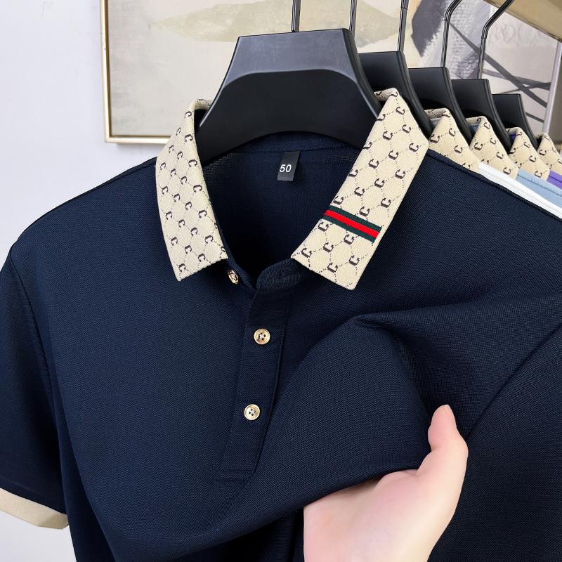 Sports Shirt Fashion Tops Short Sleeve Polo Shirt Men New Personalized Letter Color Blocked High-end Casual