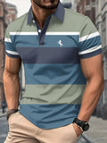 Sports Shirt 2026 Summer New Mens Polo Shirt - 3D Stripes Patchwork Print Shirt - Casual Fashionable Comfortable