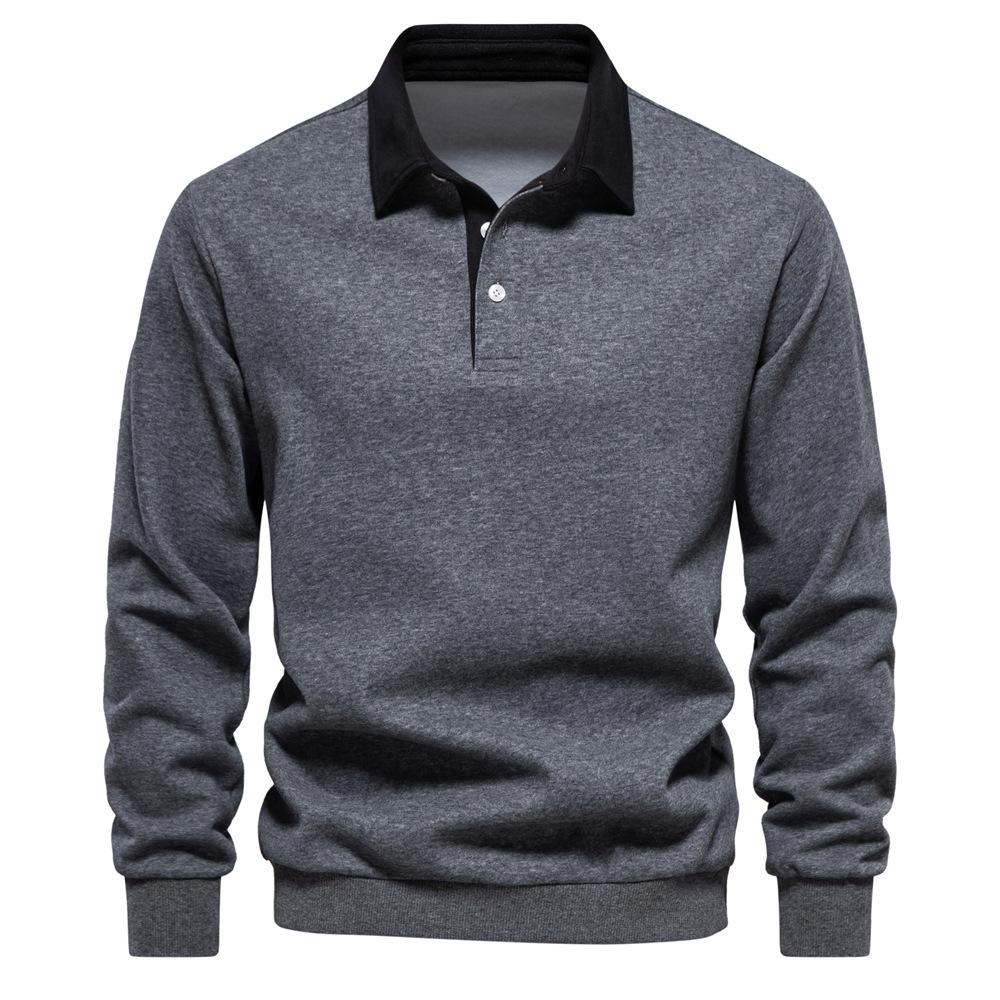 Sports Shirt Mens Autumn Long-Sleeved POLO Collar European Size Sweater - Trendy High-Quality Casual Versatile