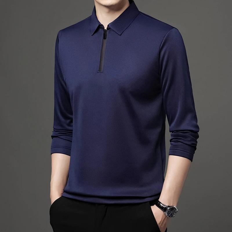 Sports Shirt Mens Solid Color Long Sleeved POLO Shirt Casual Fashion Top