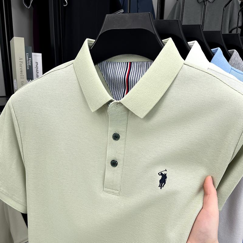 Sports Shirt 100 pure cotton short sleeved mens polo shirt summer fashion high-end brand pony embroidery golf top