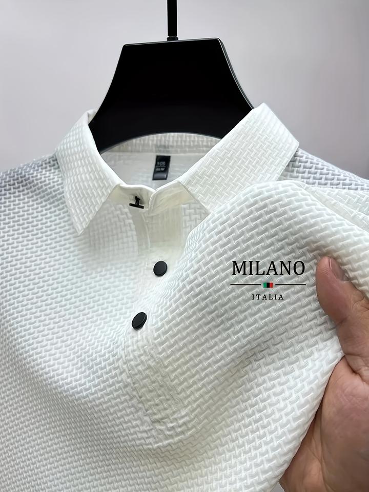 Sports Shirt 2026 Mens Fashion Polo Shirt Casual Loose Fit Versatile Retro Solid Color Lapel Button-Up Shirt