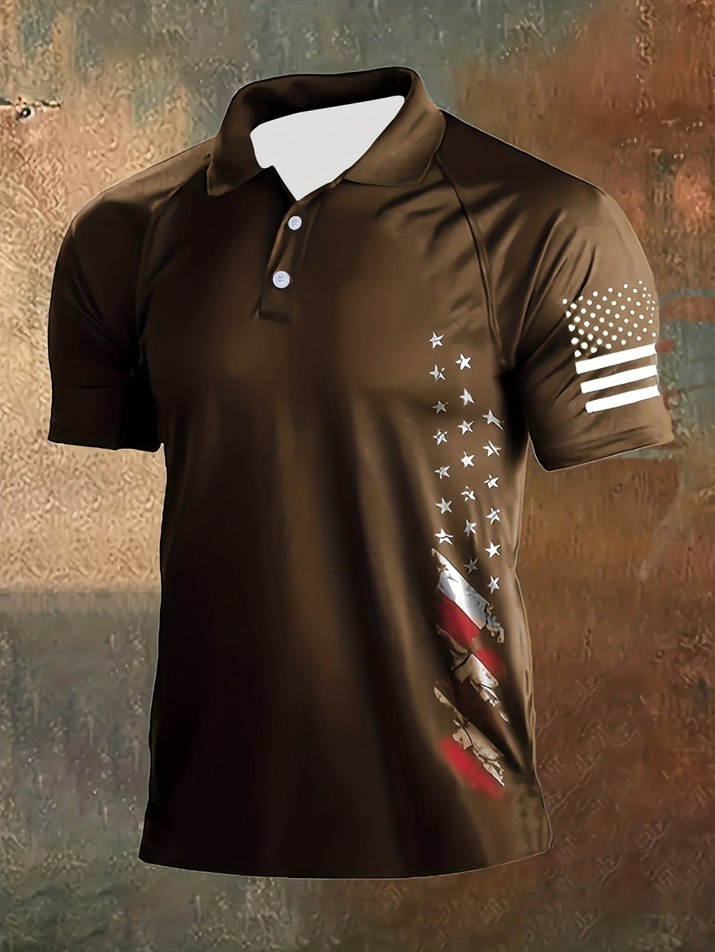 Sports Shirt 2026 Latest Large-sized Mens Short-sleeved Shirt - Simple American Flag Print - Mens Casual and