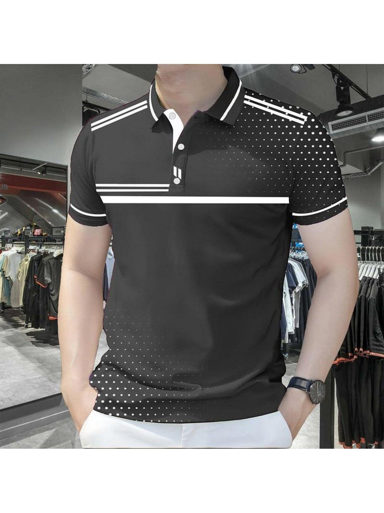 Sports Shirt 2026 Summer New Style Mens Polo Shirt - 3D Stitched Stripes Pattern Printed Shirt - Fashionable
