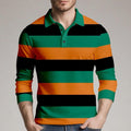 Sports Shirt 2026 Fashion Mens Stripes Long Sleeve Polo Shirt Breathable Business Casual Top Slim Fit Quick Dry