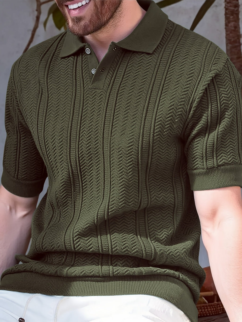 Sports Shirt New 2026 Knitted Polo Shirt - Twisted Knit Texture Mens Summer Casual Collar Short Sleeve Buttoned