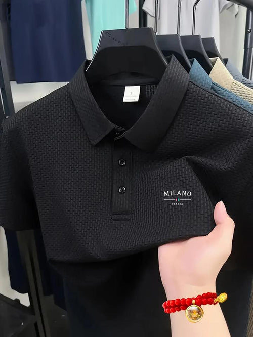 Sports Shirt 2026 Mens Fashion Polo Shirt Casual Loose Fit Versatile Retro Solid Color Lapel Button-Up Shirt