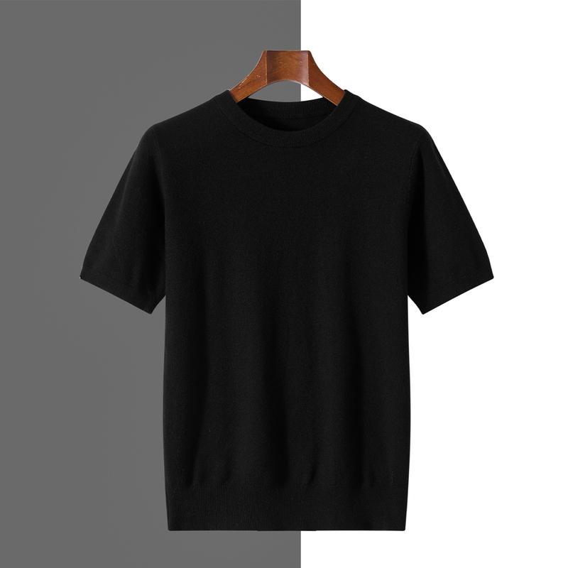 Sports Shirt 2026 Spring/Summer New Round Neck Short Sleeve Mens Wool Knitted T-shirt Loose Large Sweater Casual