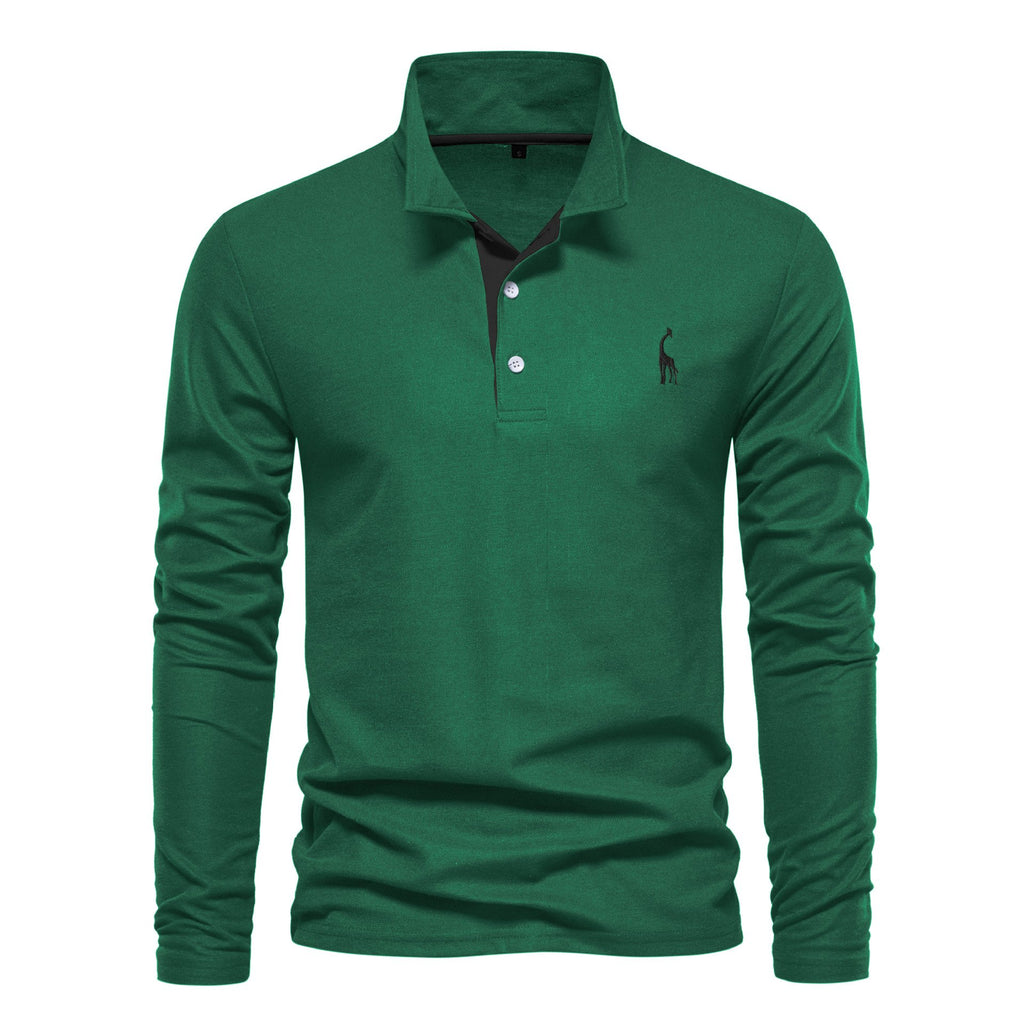 Sports Shirt Mens long-sleeved embroidered sport polo shirt for spring and autumn casual and fashionable