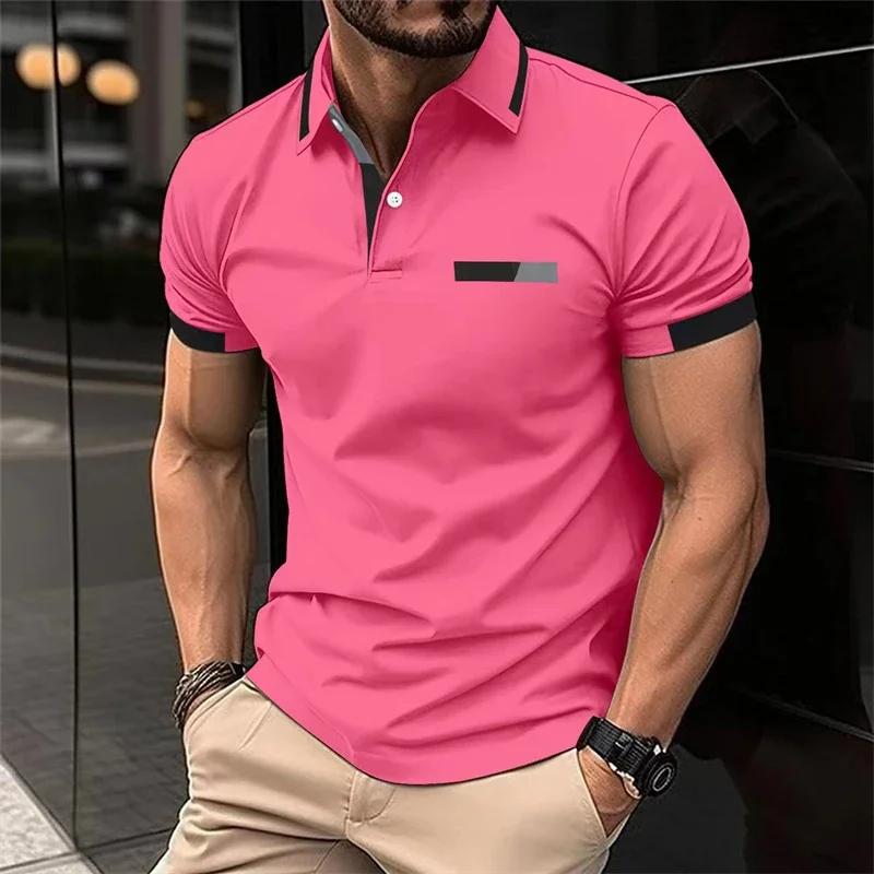 Sports Shirt Mens Fitness Casual Sports T-shirt Gym Running Sports Elastic Short-sleeved Polo Shirt Lapel Top