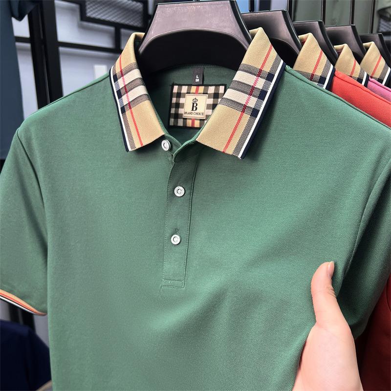 Sports Shirt Fashion brand luxury short sleeve polo shirt men summer quality silky cotton breathable business
