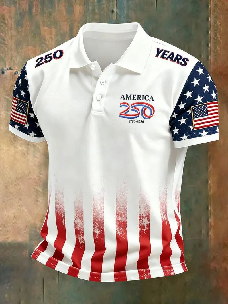 Sports Shirt New America 250th Anniversary Polo Shirt USA Flag 17762026 Patriotic Shirt American Independence Day