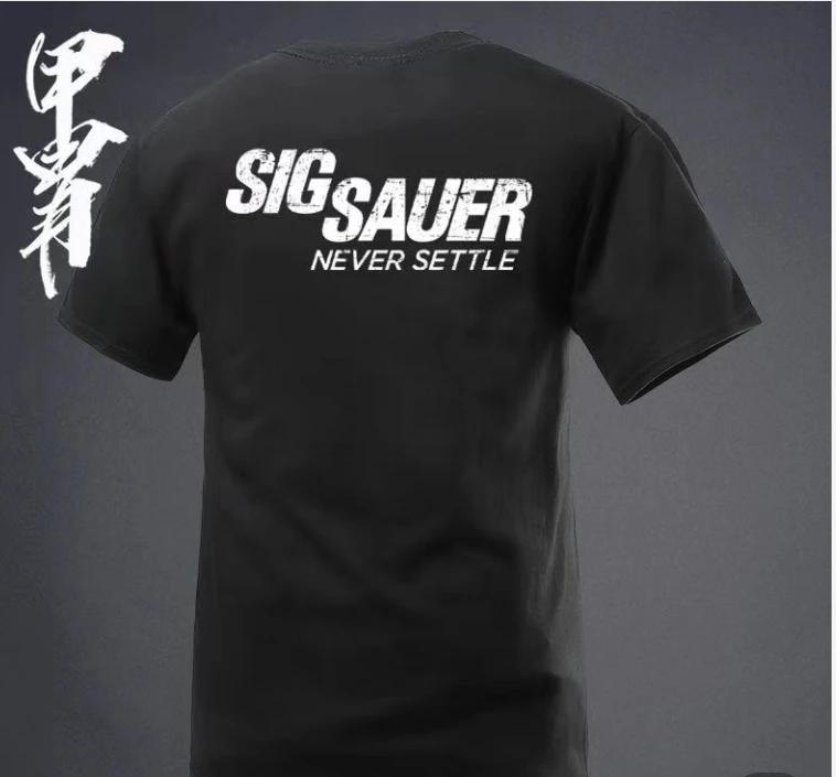 2026 Summer Men's Sig Souer Gun Pattern T-shirt Germon Gun Ammunition Army Top Casual Military