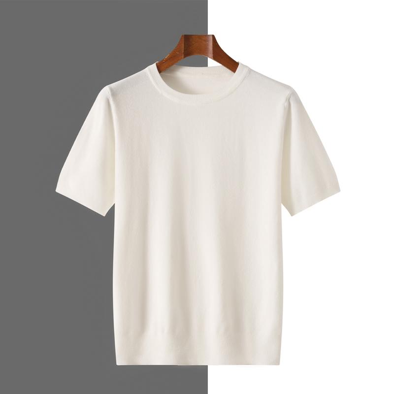 Sports Shirt 2026 Spring/Summer New Round Neck Short Sleeve Mens Wool Knitted T-shirt Loose Large Sweater Casual