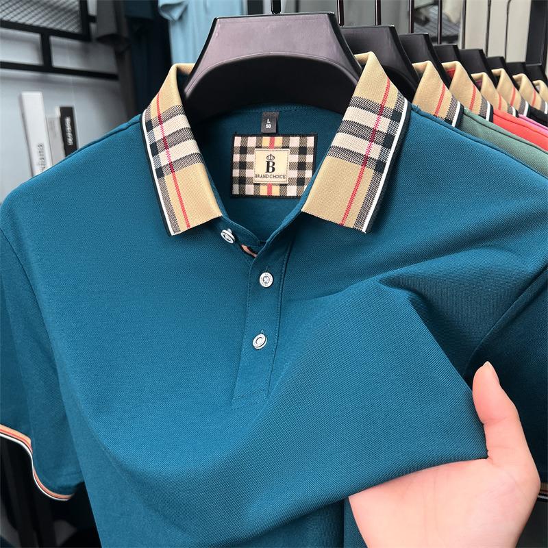 Sports Shirt Fashion brand luxury short sleeve polo shirt men summer quality silky cotton breathable business