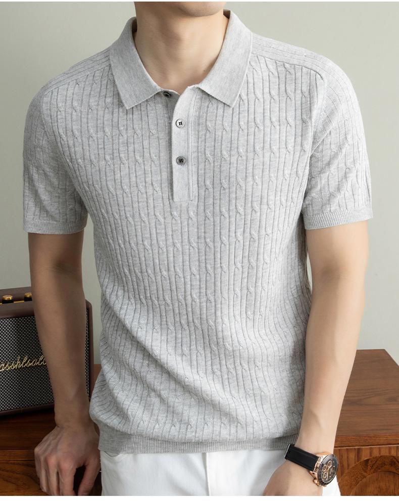 Sports Shirt Flip Collar Short Sleeved T-shirt Mens Knitted New Item 2026 Spring Middle-aged Polo Shirt Business