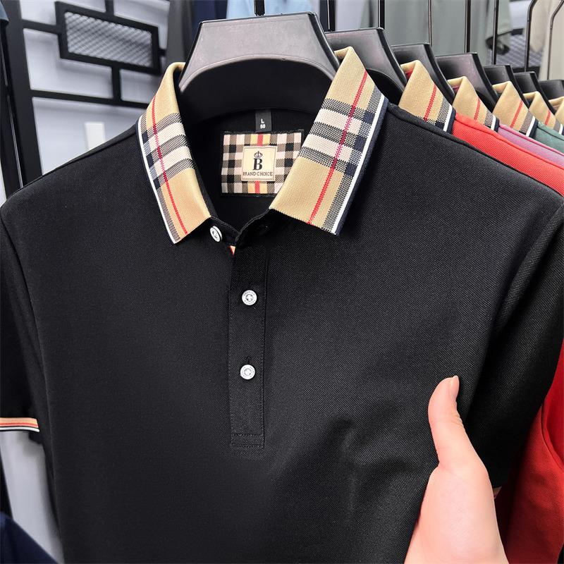 Sports Shirt Fashion brand luxury short sleeve polo shirt men summer quality silky cotton breathable business