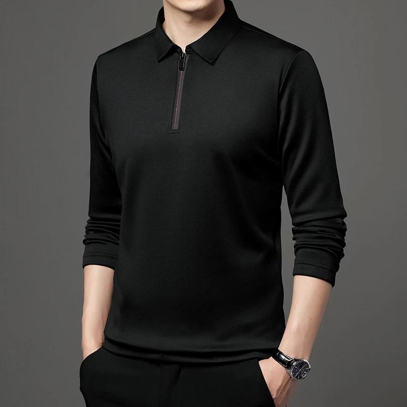 Sports Shirt Mens Solid Color Long Sleeved POLO Shirt Casual Fashion Top