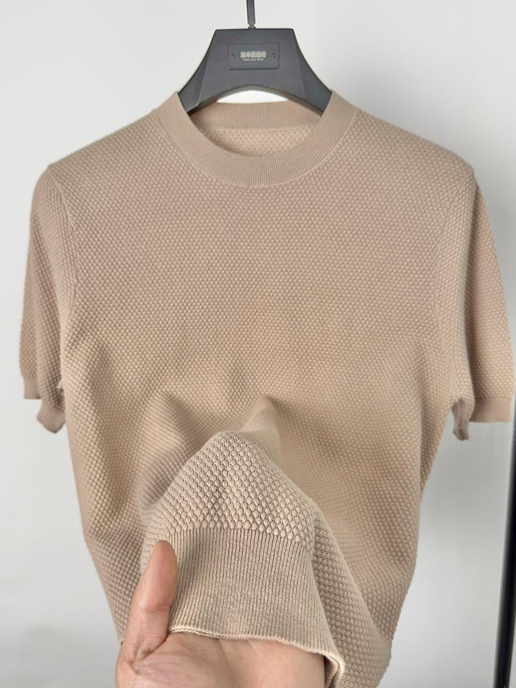 Sports Shirt 100 cotton high-quality knitted solid color short sleeved T-shirt mens new summer casual versatile