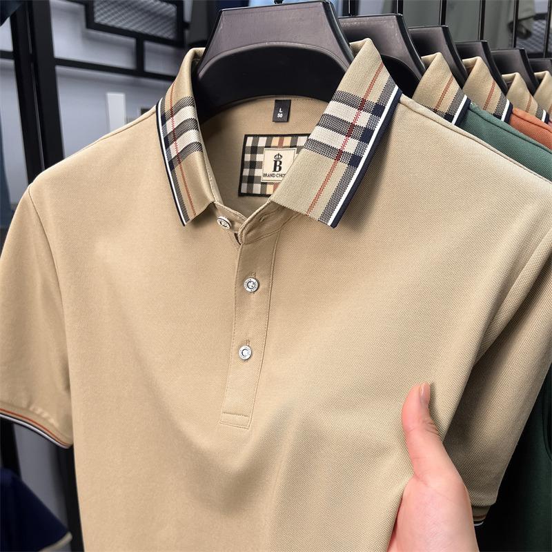 Sports Shirt Fashion brand luxury short sleeve polo shirt men summer quality silky cotton breathable business