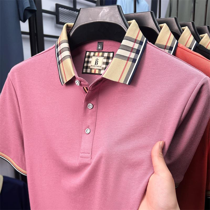 Sports Shirt Fashion brand luxury short sleeve polo shirt men summer quality silky cotton breathable business