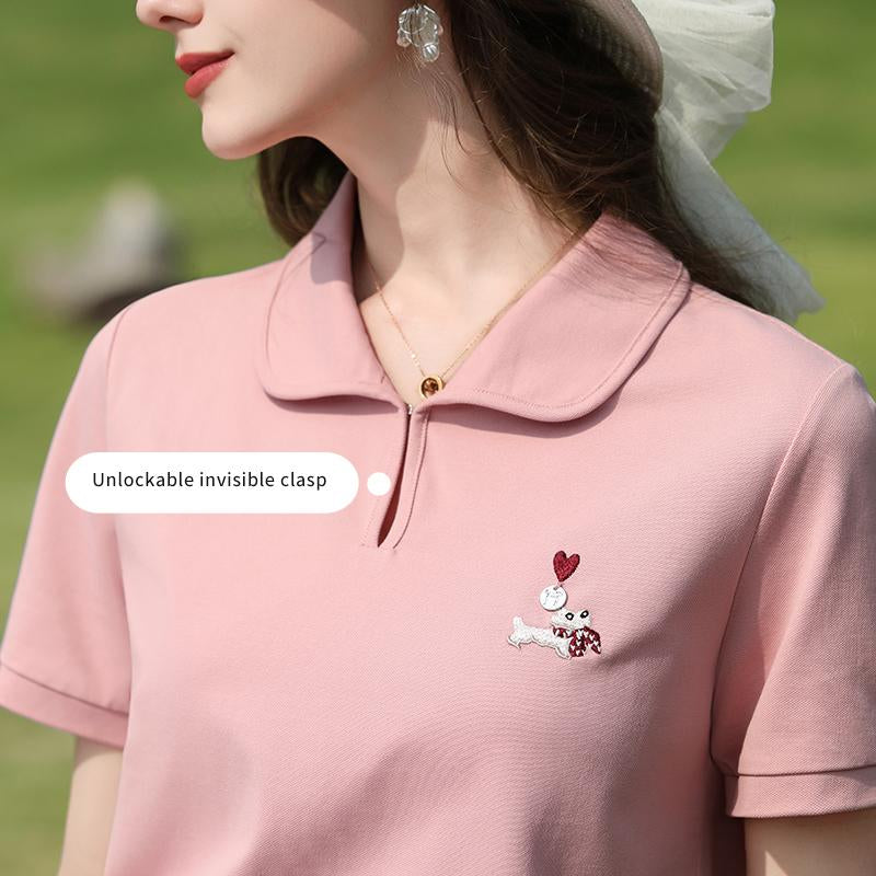 Sports Shirt I BELIEVE YOU Short Sleeved Polo Shirt 2026 Summer New Cartoon Dog Embroidery Breathable Casual