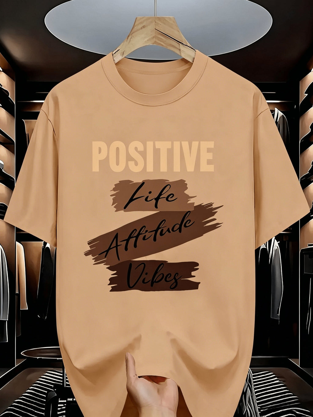 Sports Shirt Pure Cotton Positive Energy Print T-Shirt with 8 Color Options - Loose Fit Unisex Short Sleeve