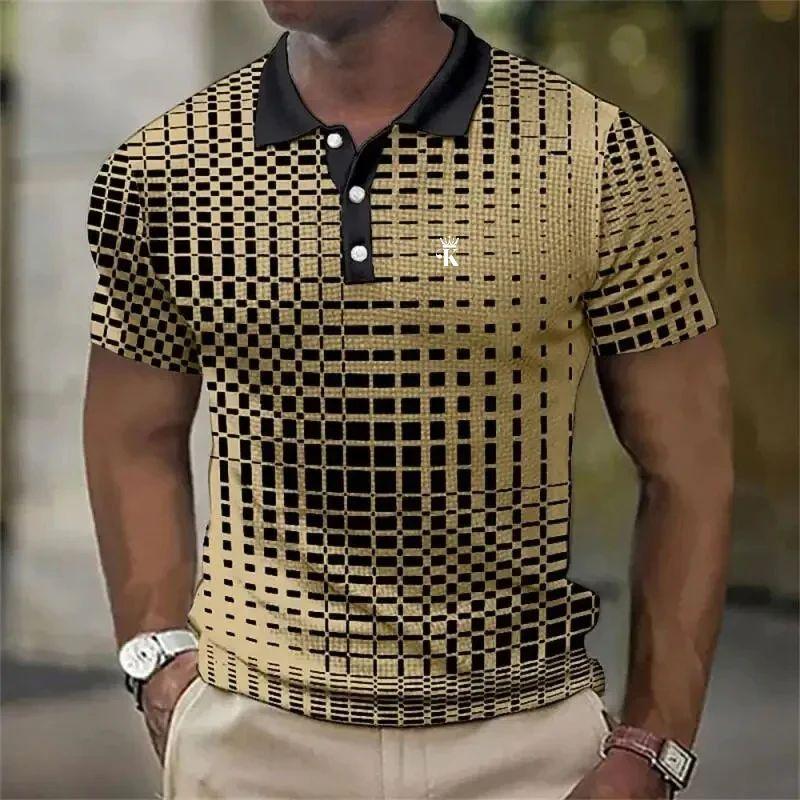 Sports Shirt 2026 Mens Polo Shirt Golf Shirt Work Casual Lapel Polo Collar Short Sleeve Basic Color Block Button