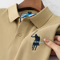 Sports Shirt Luxury Embroidery Mens Polo Shirt Summer Thin Breathable 100Cotton Black Navy Blue Lapel