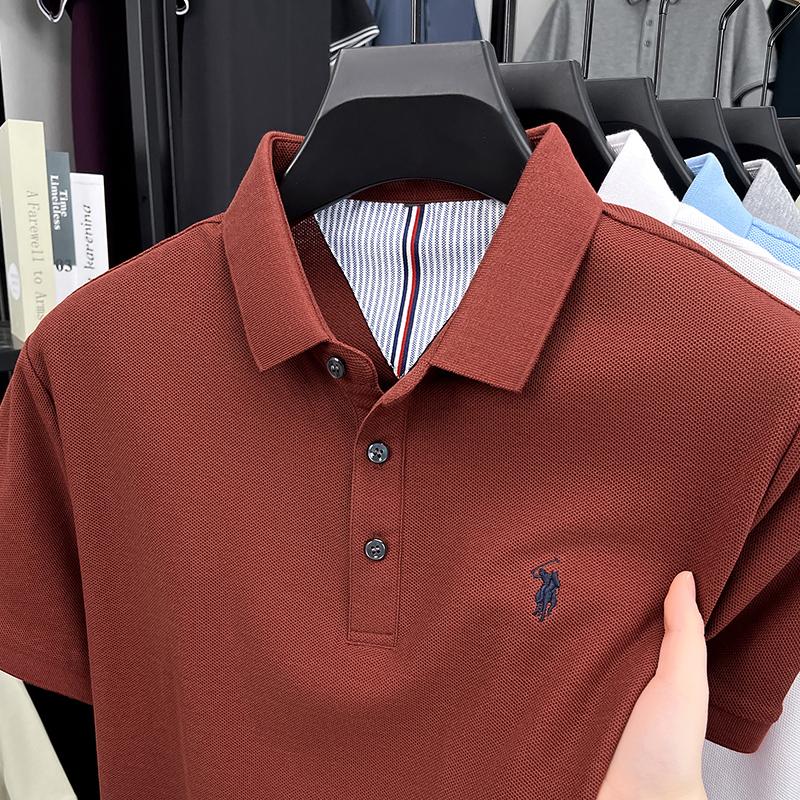 Sports Shirt 100 pure cotton short sleeved mens polo shirt summer fashion high-end brand pony embroidery golf top