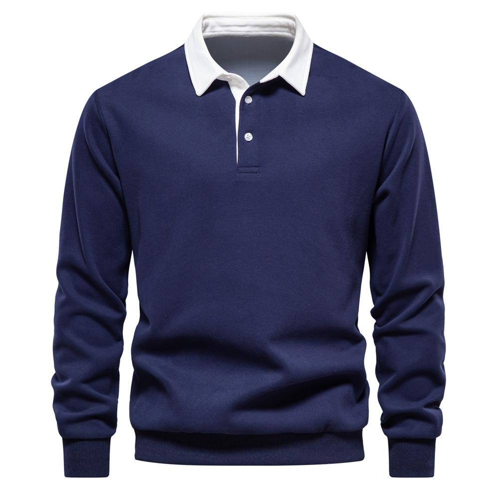 Sports Shirt Mens Autumn Long-Sleeved POLO Collar European Size Sweater - Trendy High-Quality Casual Versatile
