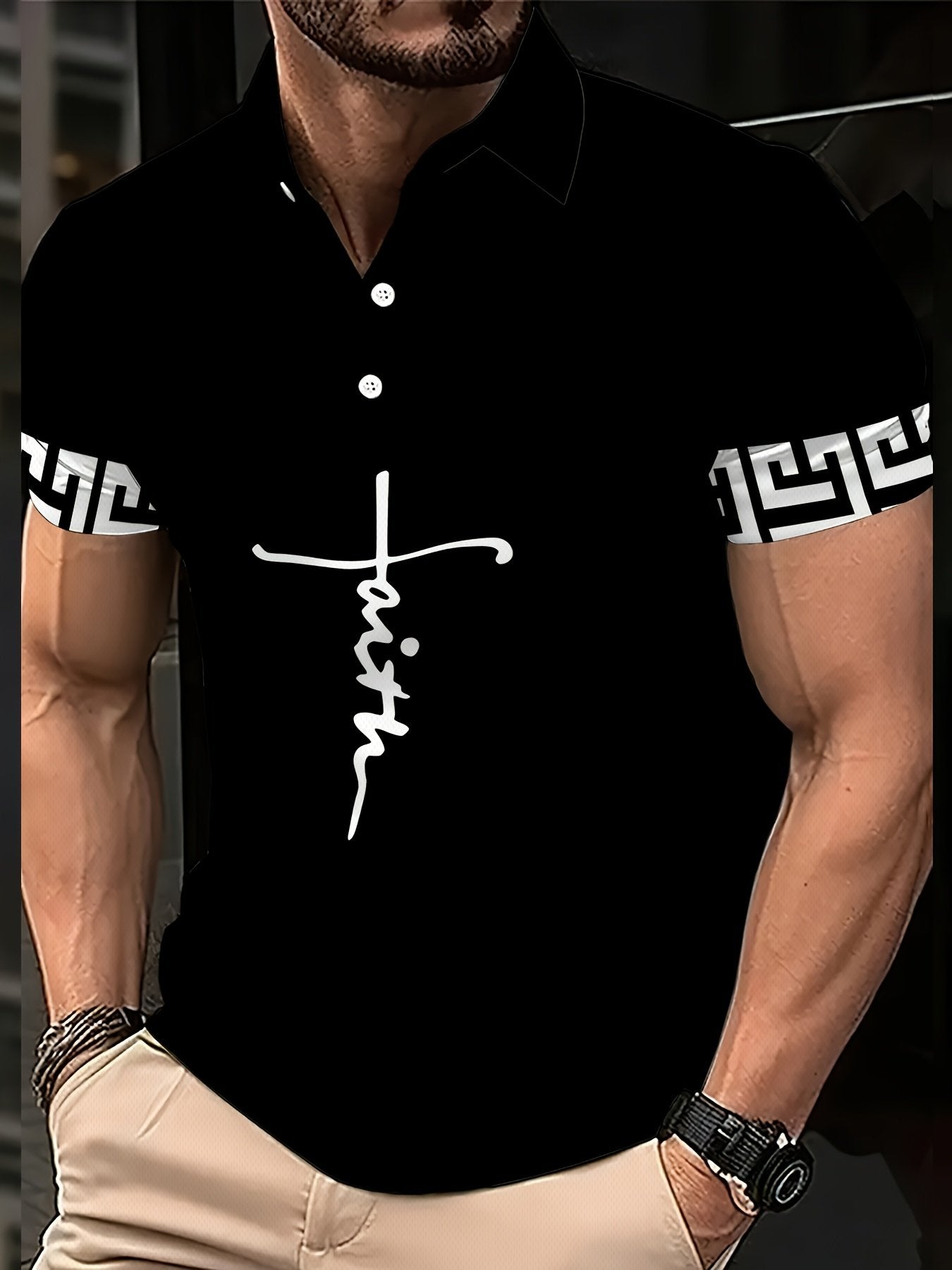 Sports Shirt Mens Fashionable Street Short Sleeved 3D Printed Polo Shirt A Street Fashion Polo Shirt with A