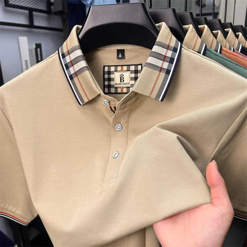 Sports Shirt Fashion brand luxury short sleeve polo shirt men summer quality silky cotton breathable business
