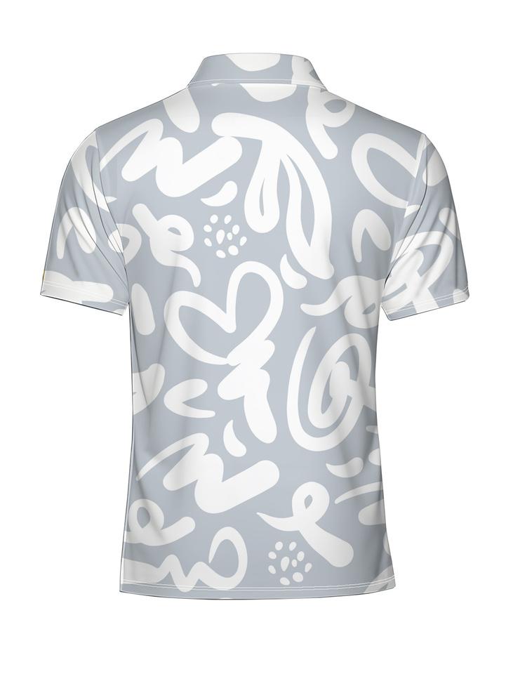 Sports Shirt 2026 Summer New Style Mens Short-Sleeved Polo Shirt with 3D Graffiti Pattern Print Street Casual