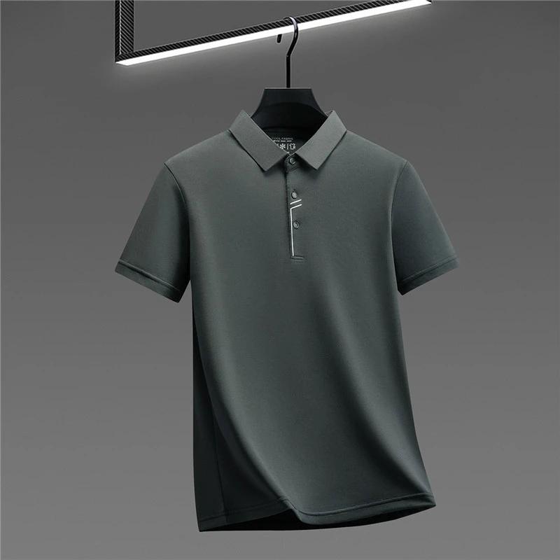 Sports Shirt 2026 New Mens Cool Fabric Polo Shirt Wrinkle Resistant Quick Dry Short Sleeve Top For Office And