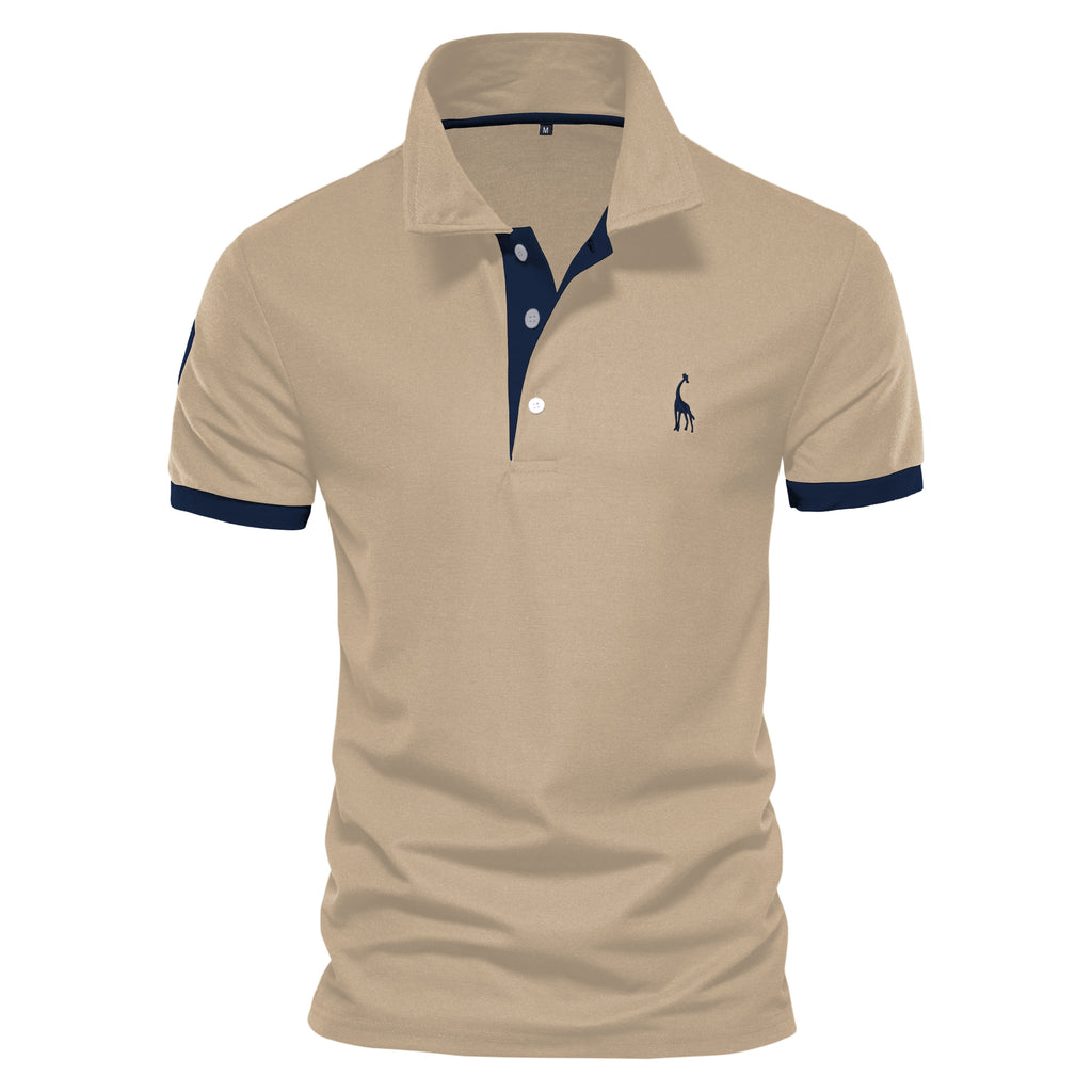 Sports Shirt AIOPESON Cotton Mens Polos Giraffe Embroidery Short Sleeve Polo Shirts for Men High Quality Brand