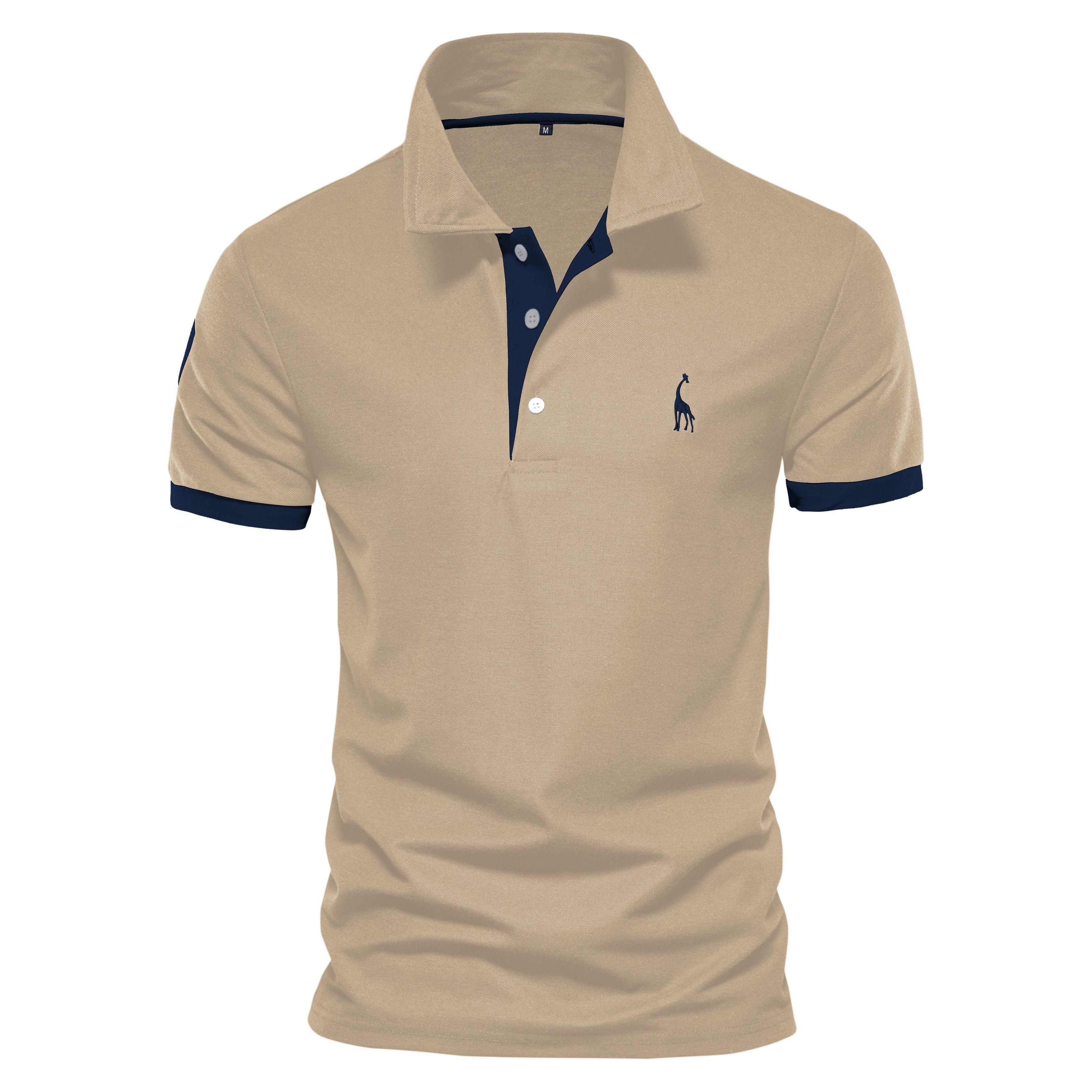 Sports Shirt AIOPESON Cotton Mens Polos Giraffe Embroidery Short Sleeve Polo Shirts for Men High Quality Brand