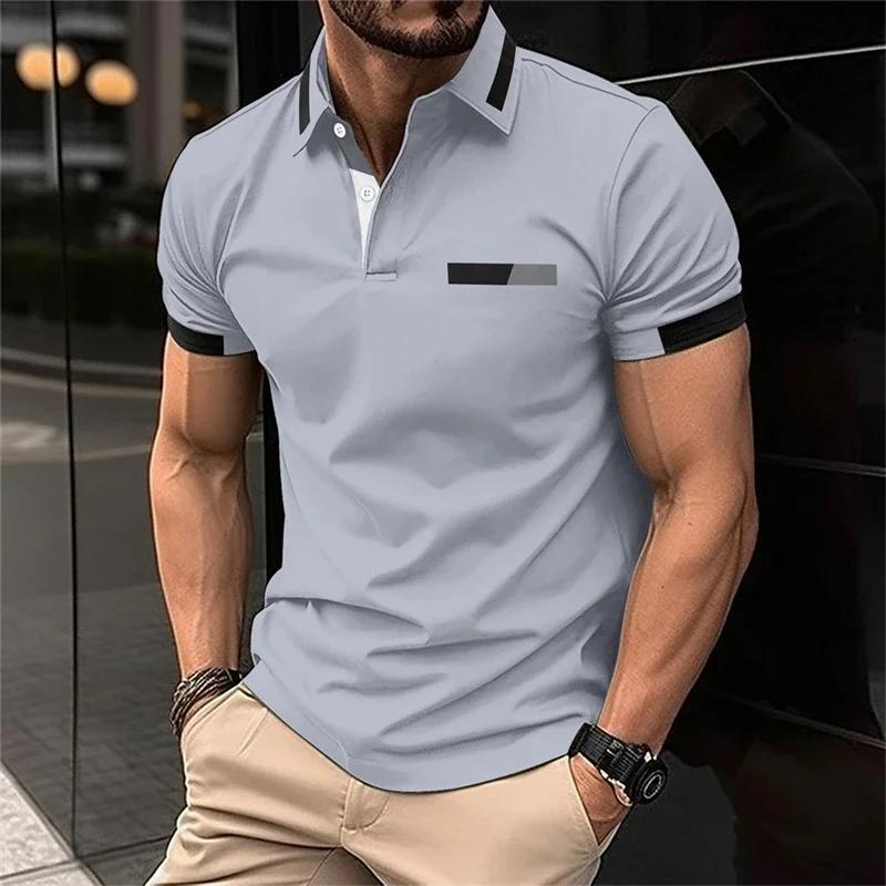 Sports Shirt Mens Fitness Casual Sports T-shirt Gym Running Sports Elastic Short-sleeved Polo Shirt Lapel Top